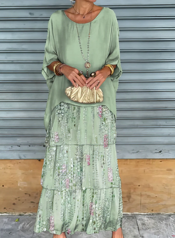 Robe longue fluide pour femme, confectionnée dans un tissu léger et transparent, au design superposé, élégante et confortable