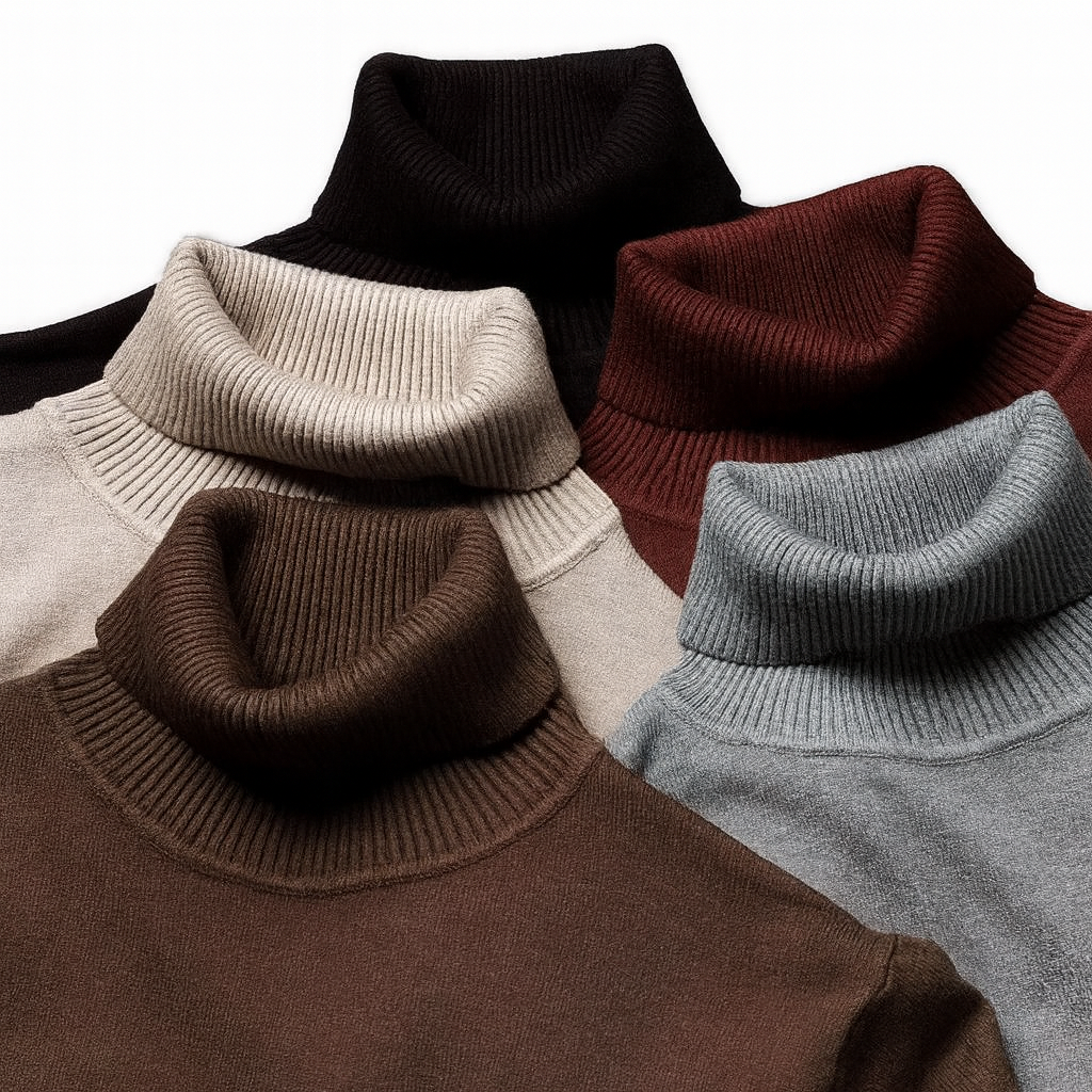 Pull à col montant pour homme, design classique à manches longues au style épuré