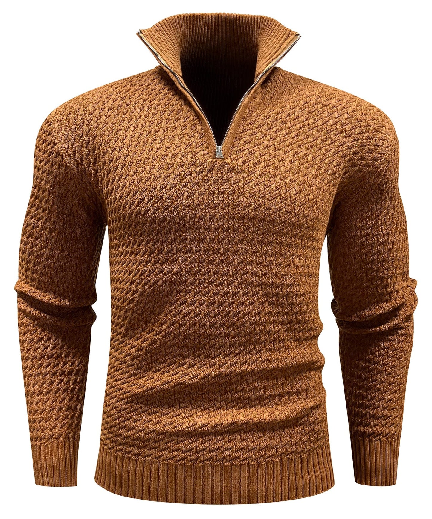 Pull à col montant pour homme avec fermeture zippée jusqu’à la poitrine, chaud et confortable pour un usage quotidien