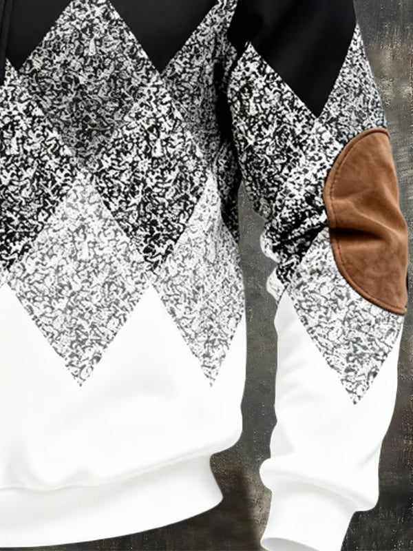 Pull décontracté pour homme à demi-zip, motif géométrique et confortable au quotidien