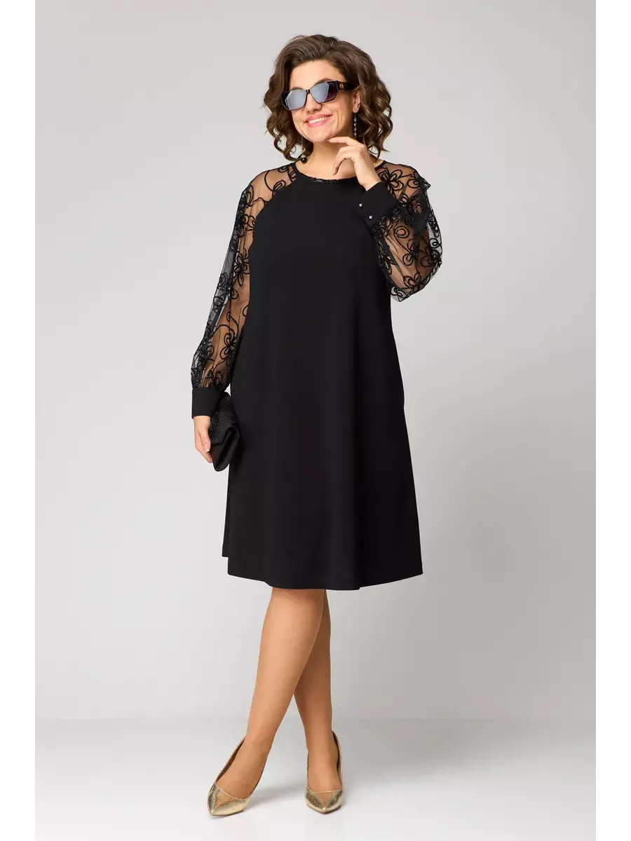 Robe midi classique pour femme avec manches en dentelle, élégante et légère pour les fêtes