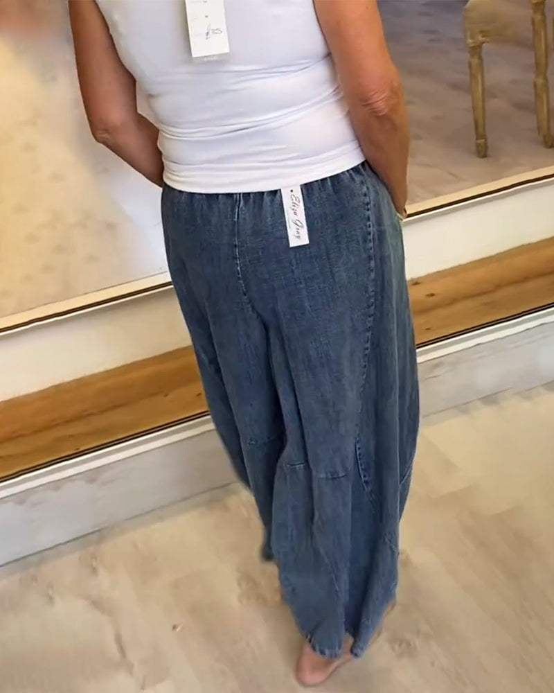 Jean ample pour femme, design pratique avec taille élastique