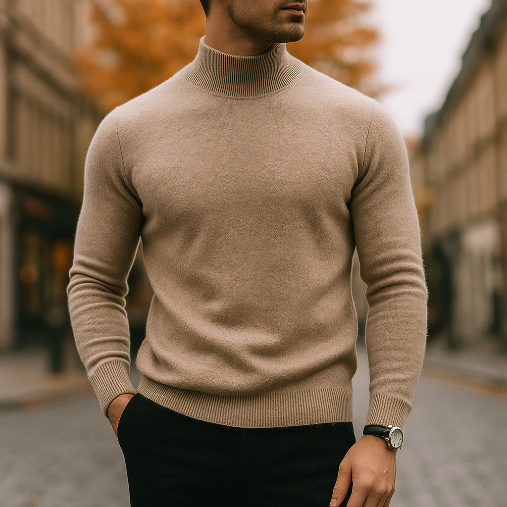 Pull en laine mérinos pour homme, col montant et coupe parfaite, idéal pour conserver la chaleur