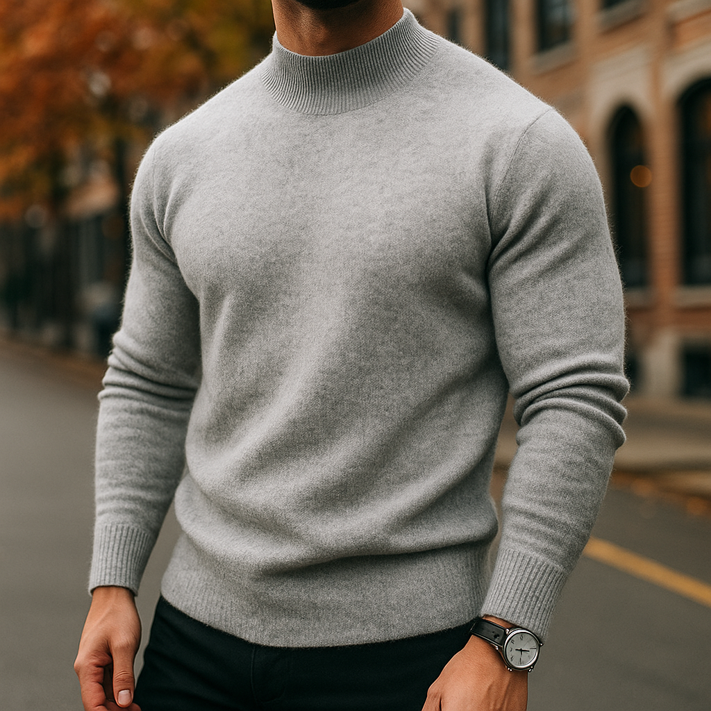 Pull en laine mérinos pour homme, col montant et coupe parfaite, idéal pour conserver la chaleur