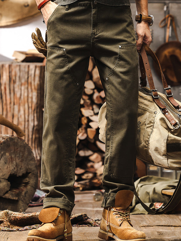 Pantalon utilitaire pour homme, design résistant avec poches renforcées et coupe droite