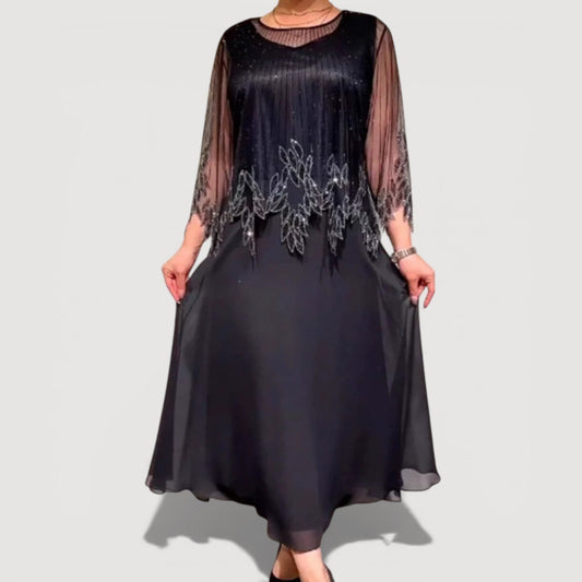 Robe midi élégante pour femme en mousseline légère, fluide et sophistiquée pour les fêtes