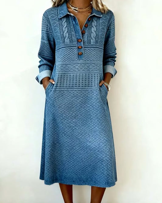 Robe moderne pour femme avec boutonnage partiel, design élégant et décontracté