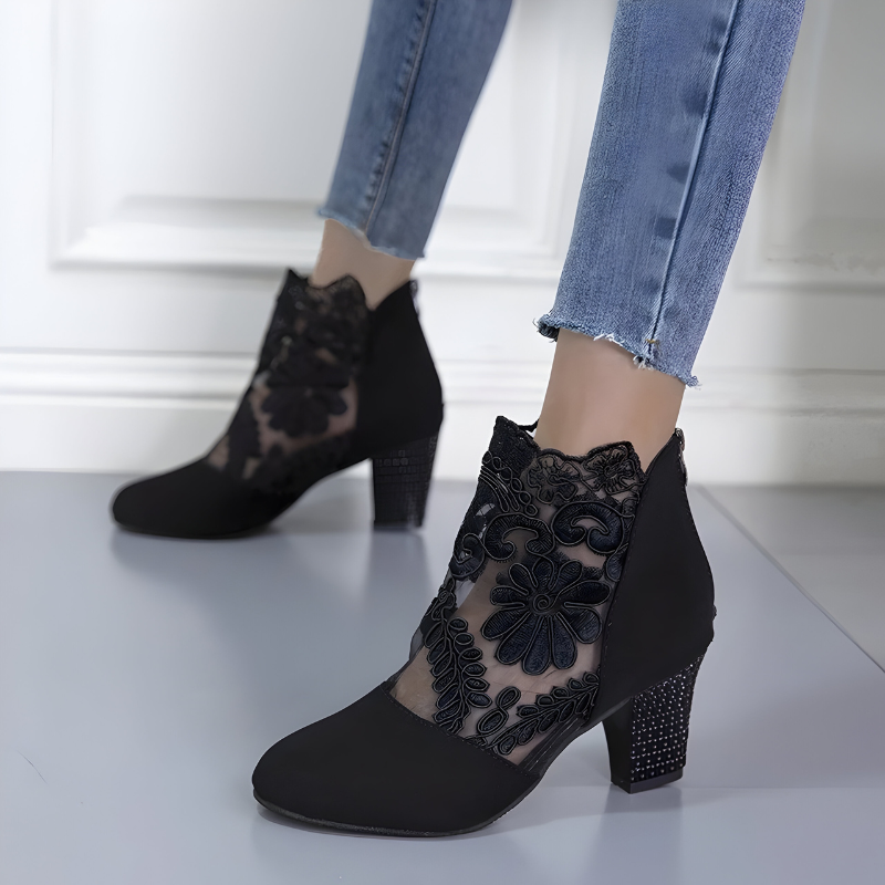 Talons orthopédiques pour femme en cuir avec dentelle, ergonomiques et confortables pour un usage quotidien