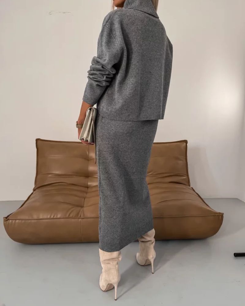 Ensemble élégant en maille pour femme, design coordonné à la silhouette moderne