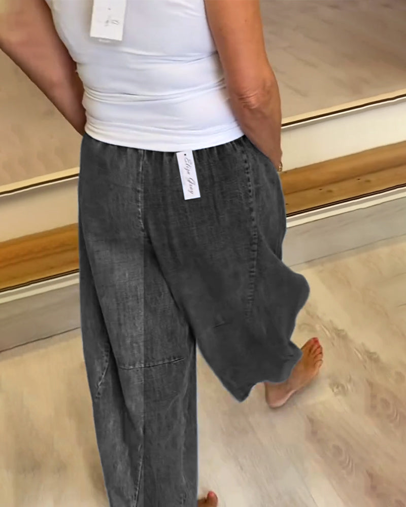 Jean ample pour femme, design pratique avec taille élastique