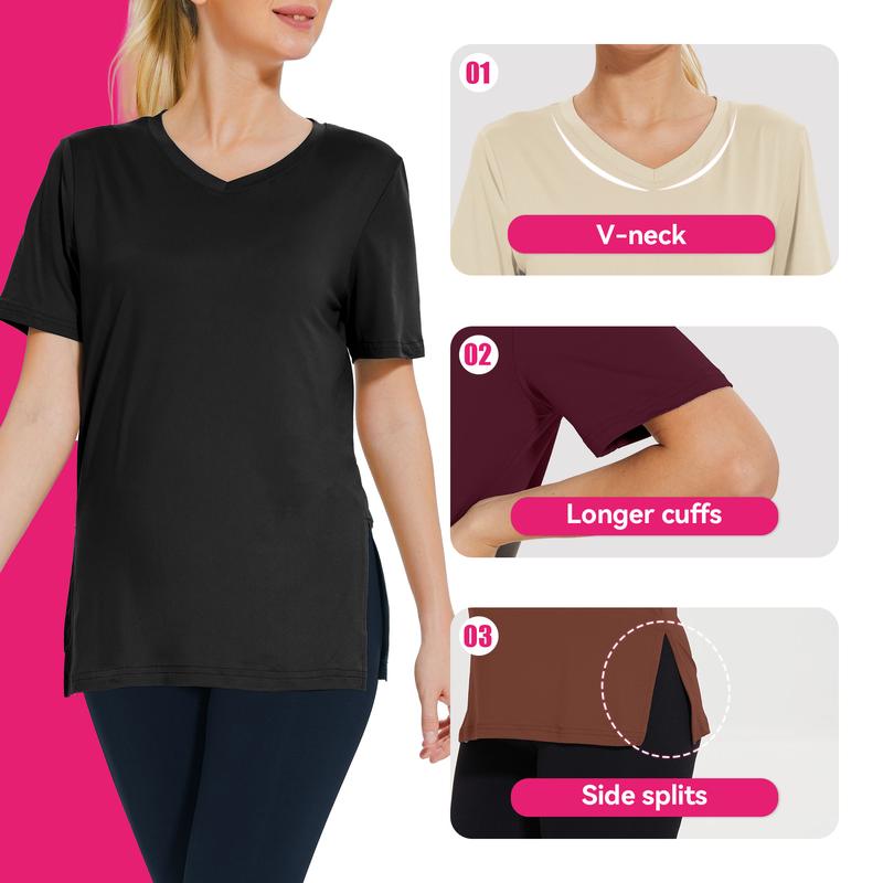 T-shirt décontracté ample pour femme, lot de 3 avec col en V et tissu doux pour un usage quotidien