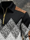Pull décontracté pour homme à demi-zip, motif géométrique et confortable au quotidien