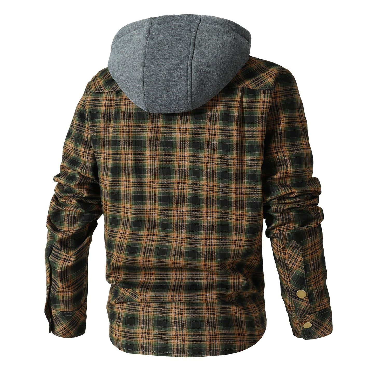 Veste masculine en flanelle à carreaux avec capuche, confortable et polyvalente pour un usage quotidien