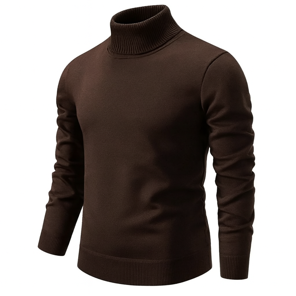 Pull à col montant pour homme, design classique à manches longues au style épuré