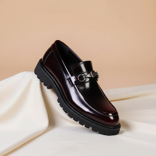 Mocasines de cuero para hombre, cuero brillante de alta calidad con detalles refinados