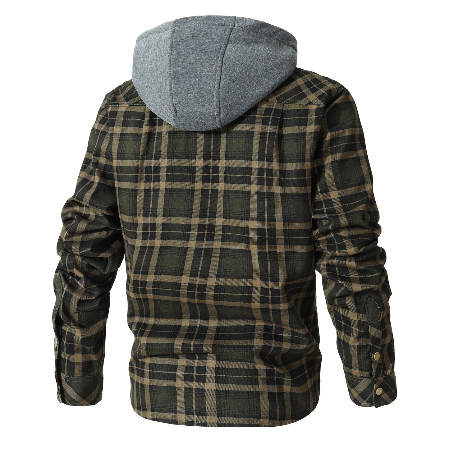 Veste masculine en flanelle à carreaux avec capuche, confortable et polyvalente pour un usage quotidien