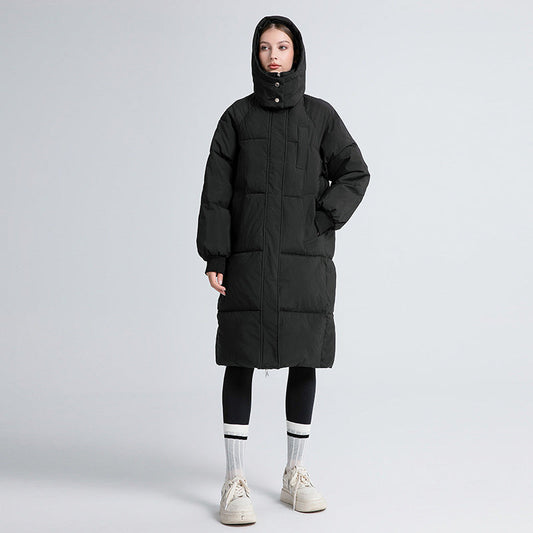 Manteau long puffer féminin en duvet, design moderne et confortable pour le froid intense