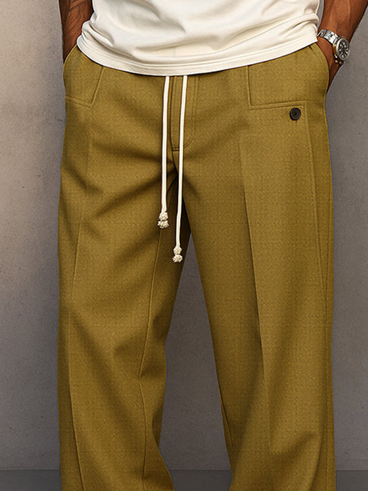 Pantalon pour homme, coupe droite avec taille ajustable et cordon apparent
