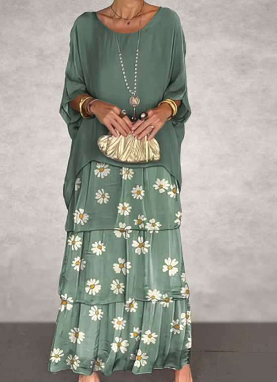 Robe longue fluide pour femme, confectionnée dans un tissu léger et transparent, au design superposé, élégante et confortable