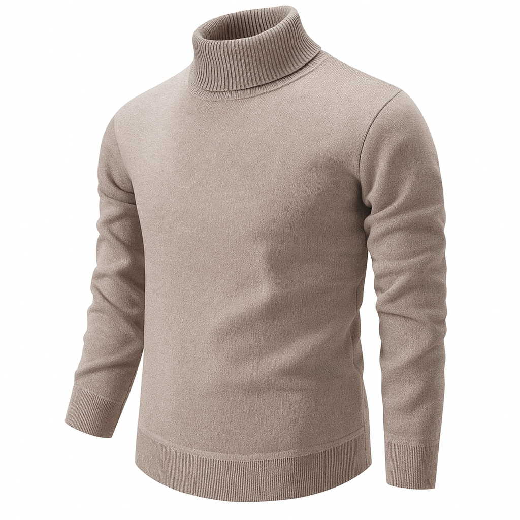 Pull à col montant pour homme, design classique à manches longues au style épuré