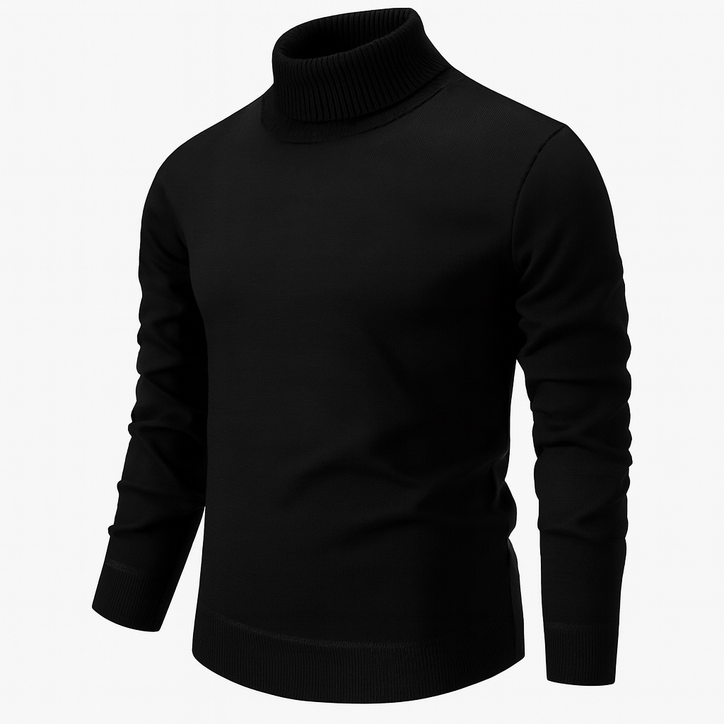 Pull à col montant pour homme, design classique à manches longues au style épuré