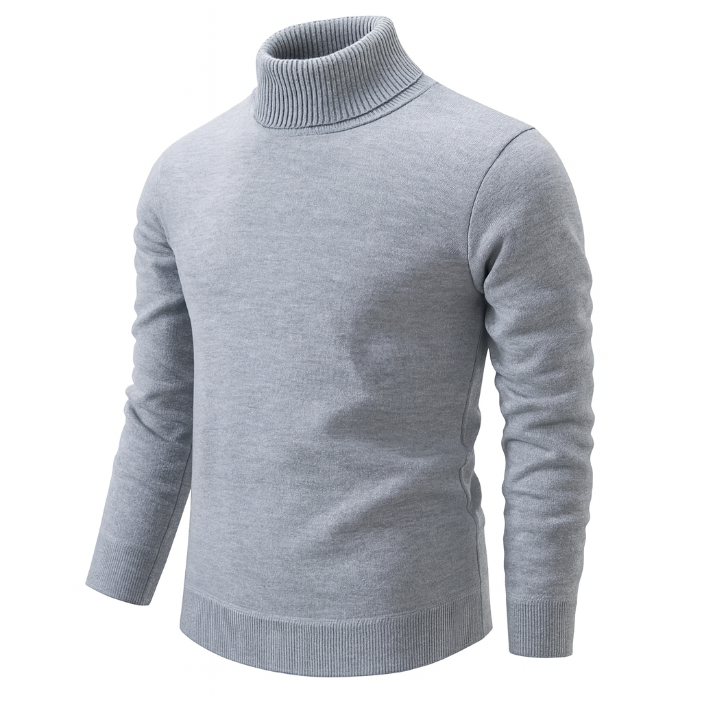 Pull à col montant pour homme, design classique à manches longues au style épuré