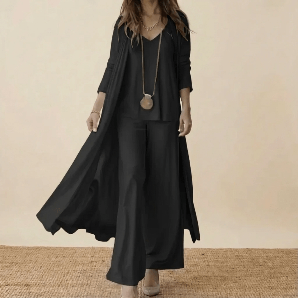 Ensemble élégant 3 pièces pour femme, fluide et léger, confortable et sophistiqué