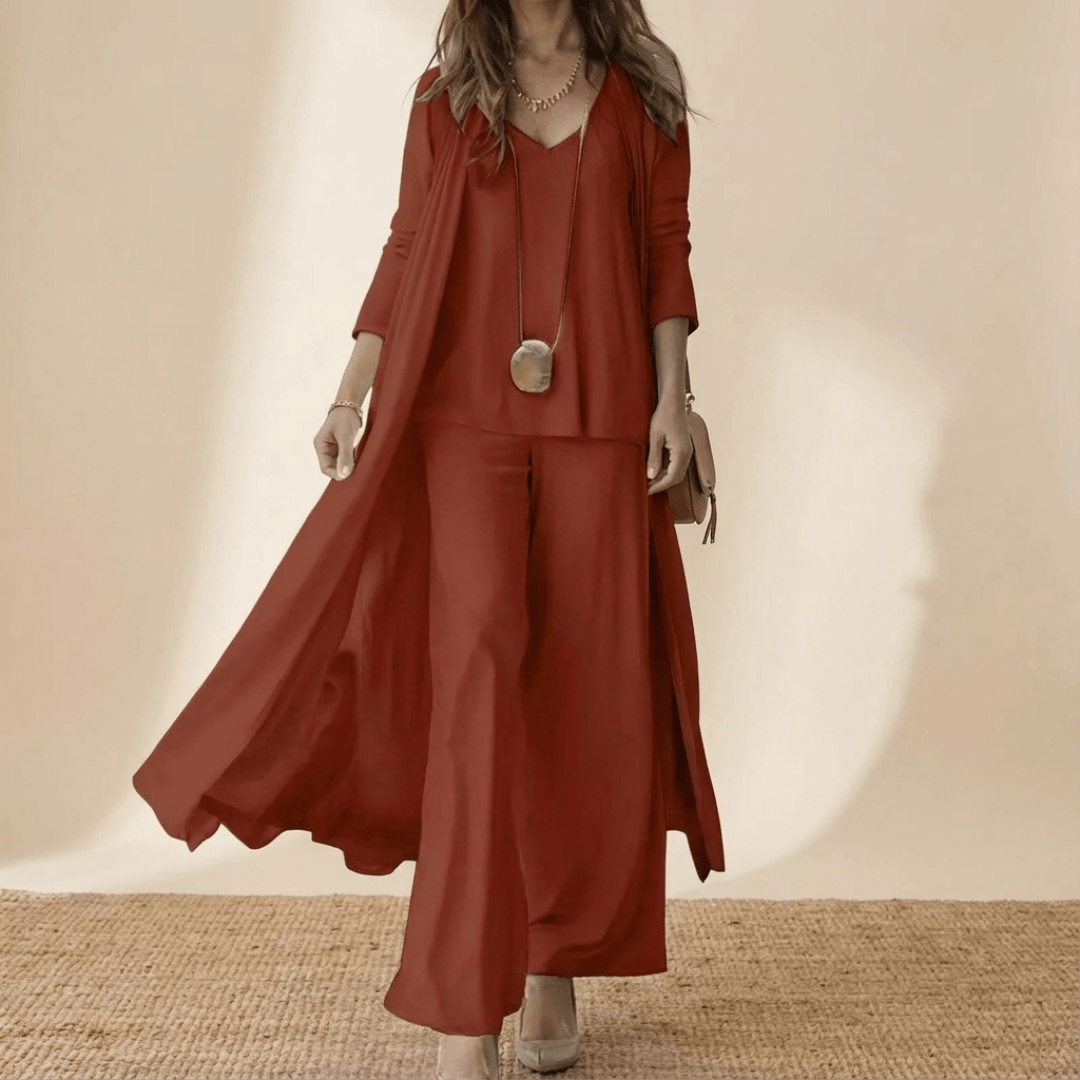 Ensemble élégant 3 pièces pour femme, fluide et léger, confortable et sophistiqué