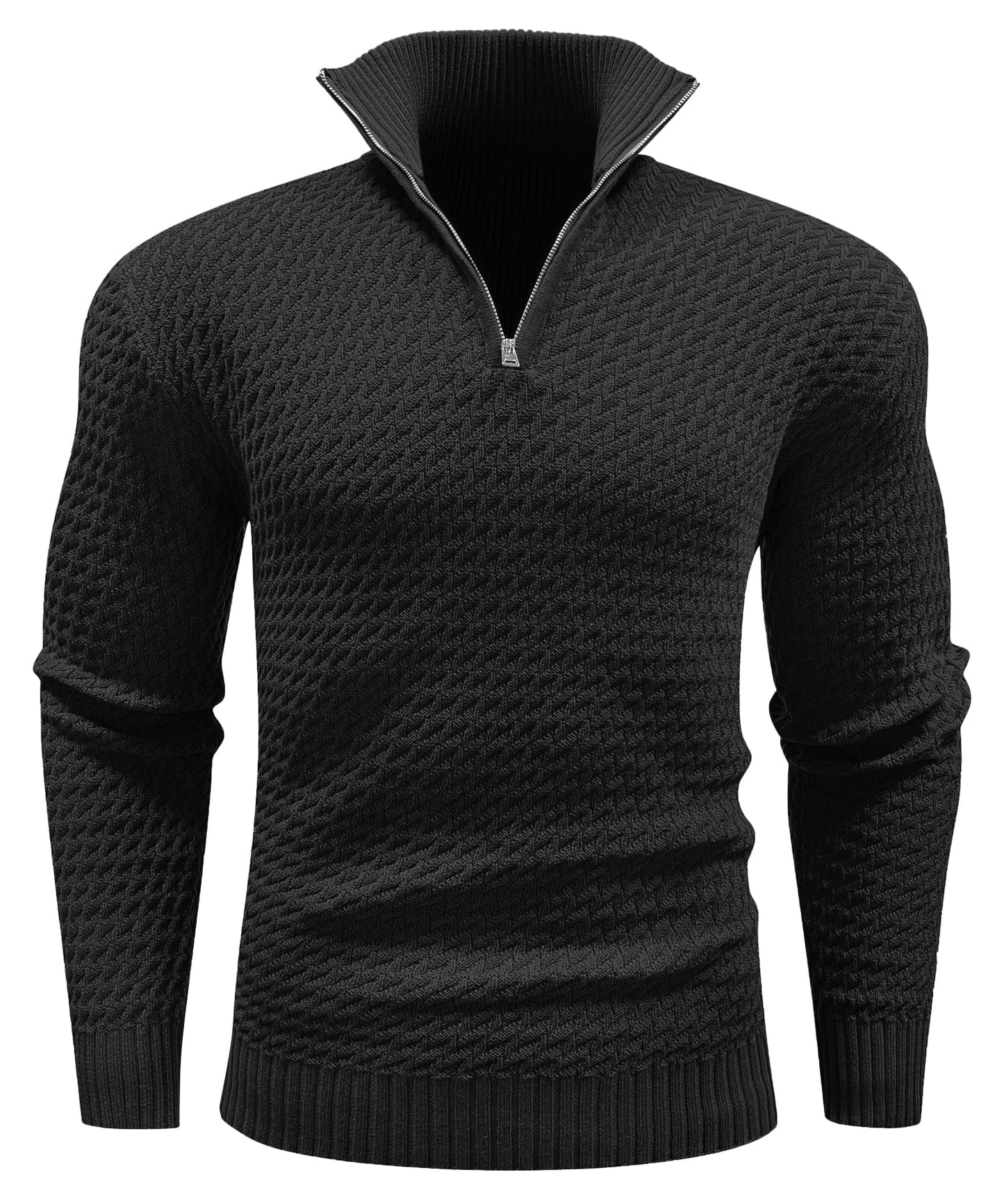 Pull à col montant pour homme avec fermeture zippée jusqu’à la poitrine, chaud et confortable pour un usage quotidien