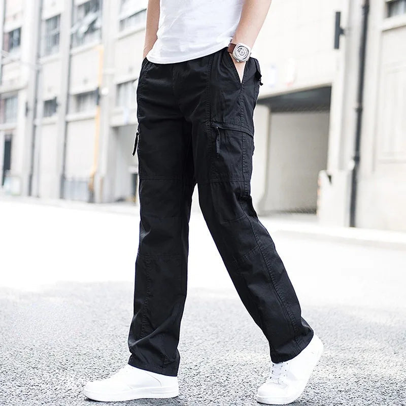 Pantalon cargo pour homme, design urbain avec multiples poches et coupe droite