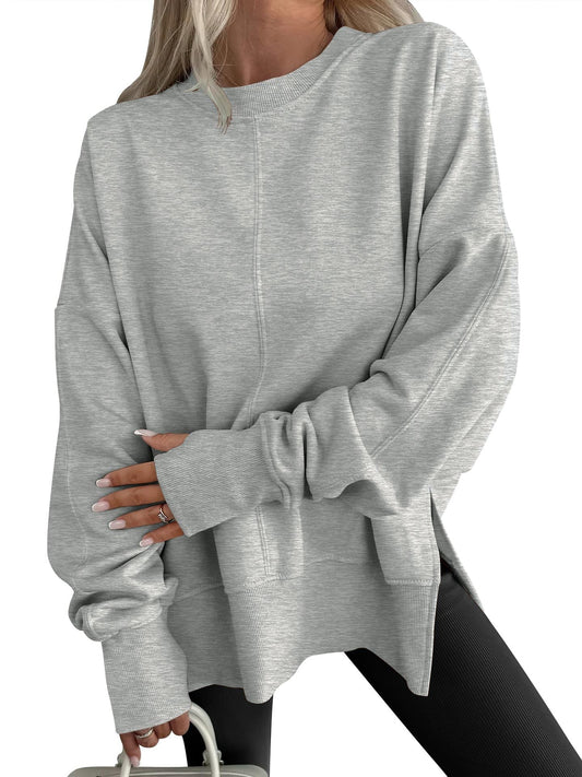 Sweat oversize à manches longues pour femme, confortable et ample, au design minimaliste