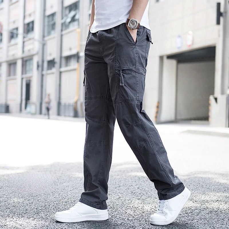 Pantalon cargo pour homme, design urbain avec multiples poches et coupe droite