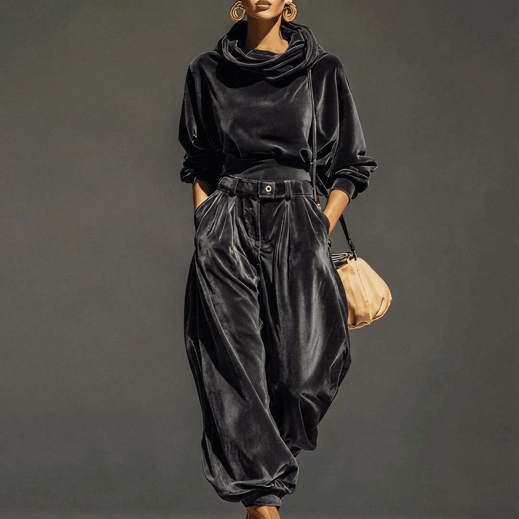 Ensemble en velours pour femme, élégant et confortable, léger et sophistiqué