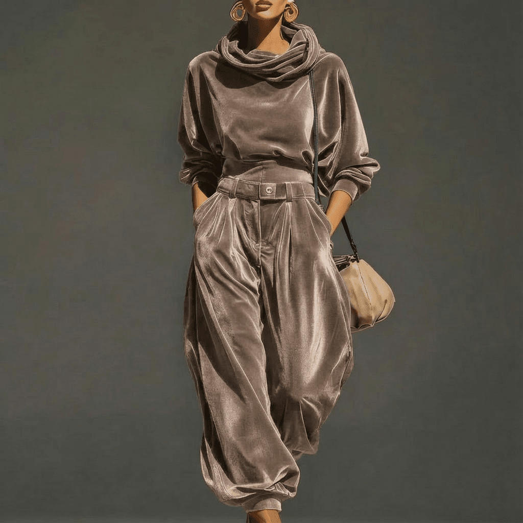 Ensemble en velours pour femme, élégant et confortable, léger et sophistiqué
