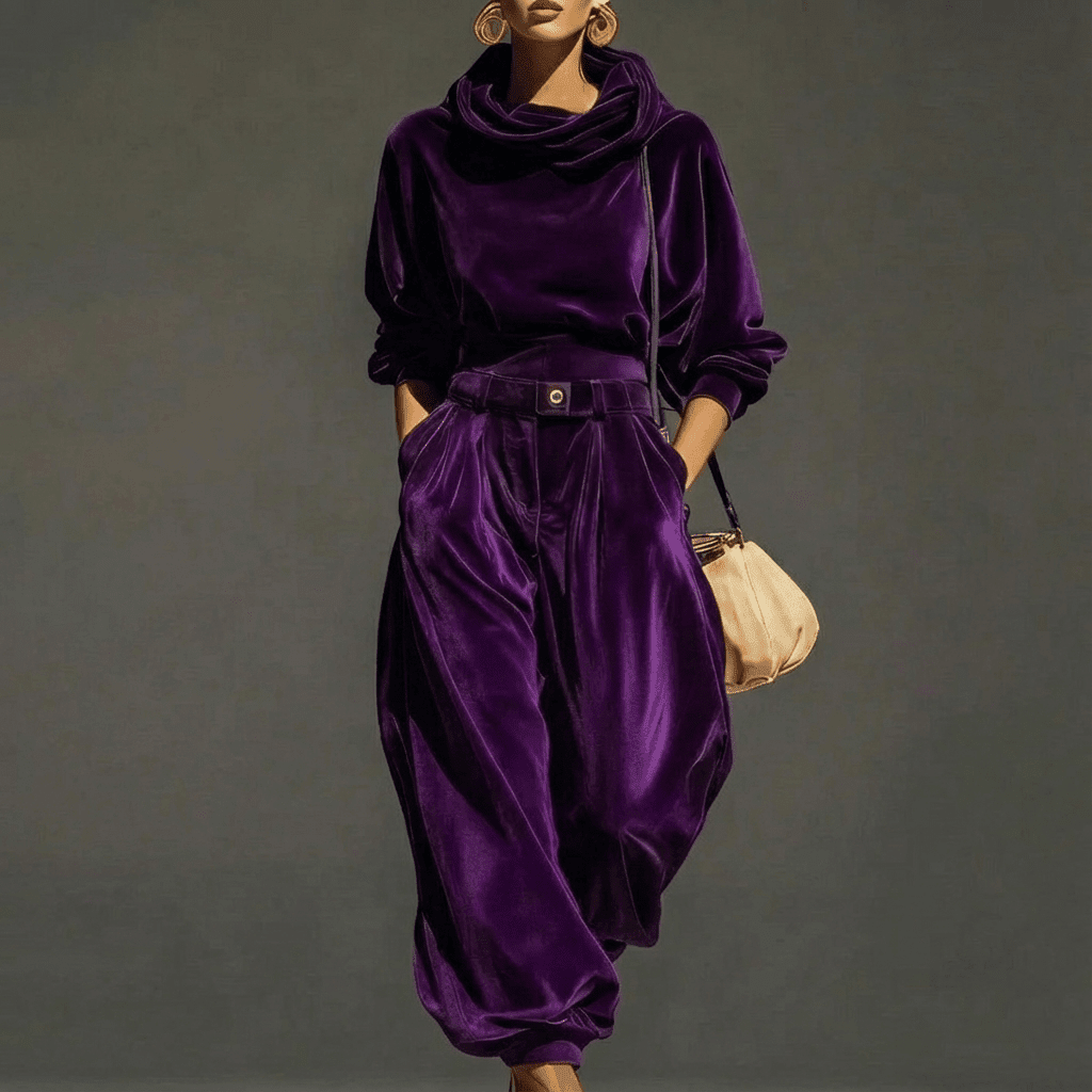 Ensemble en velours pour femme, élégant et confortable, léger et sophistiqué