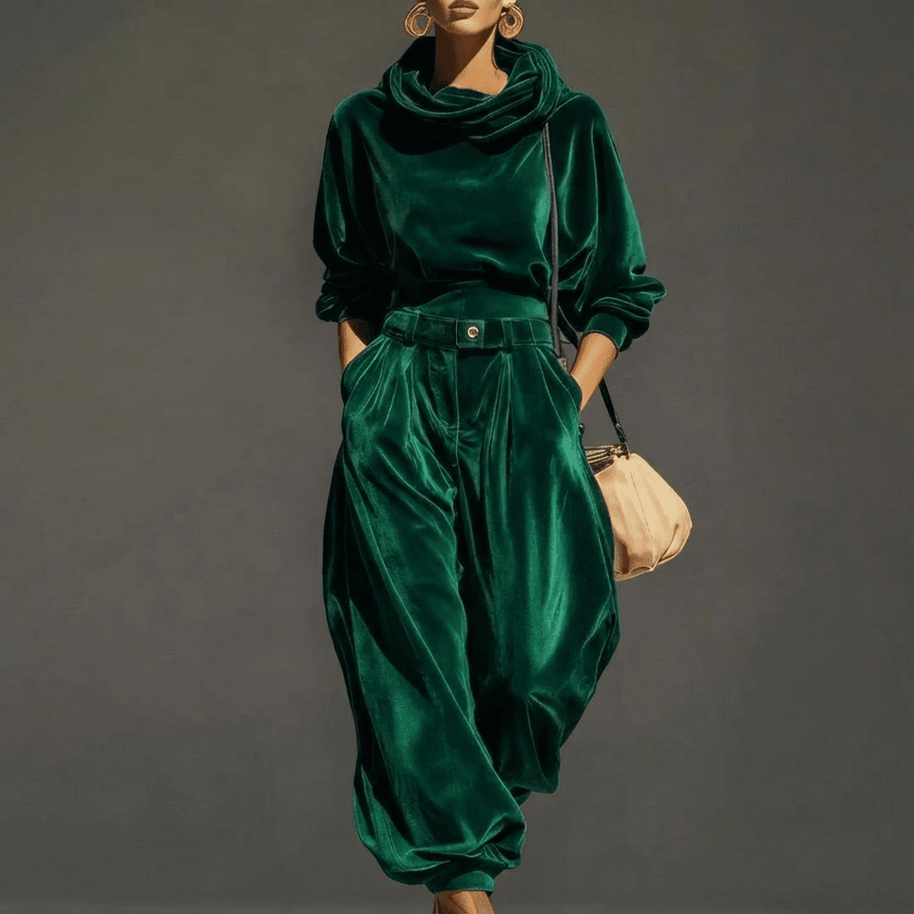 Ensemble en velours pour femme, élégant et confortable, léger et sophistiqué