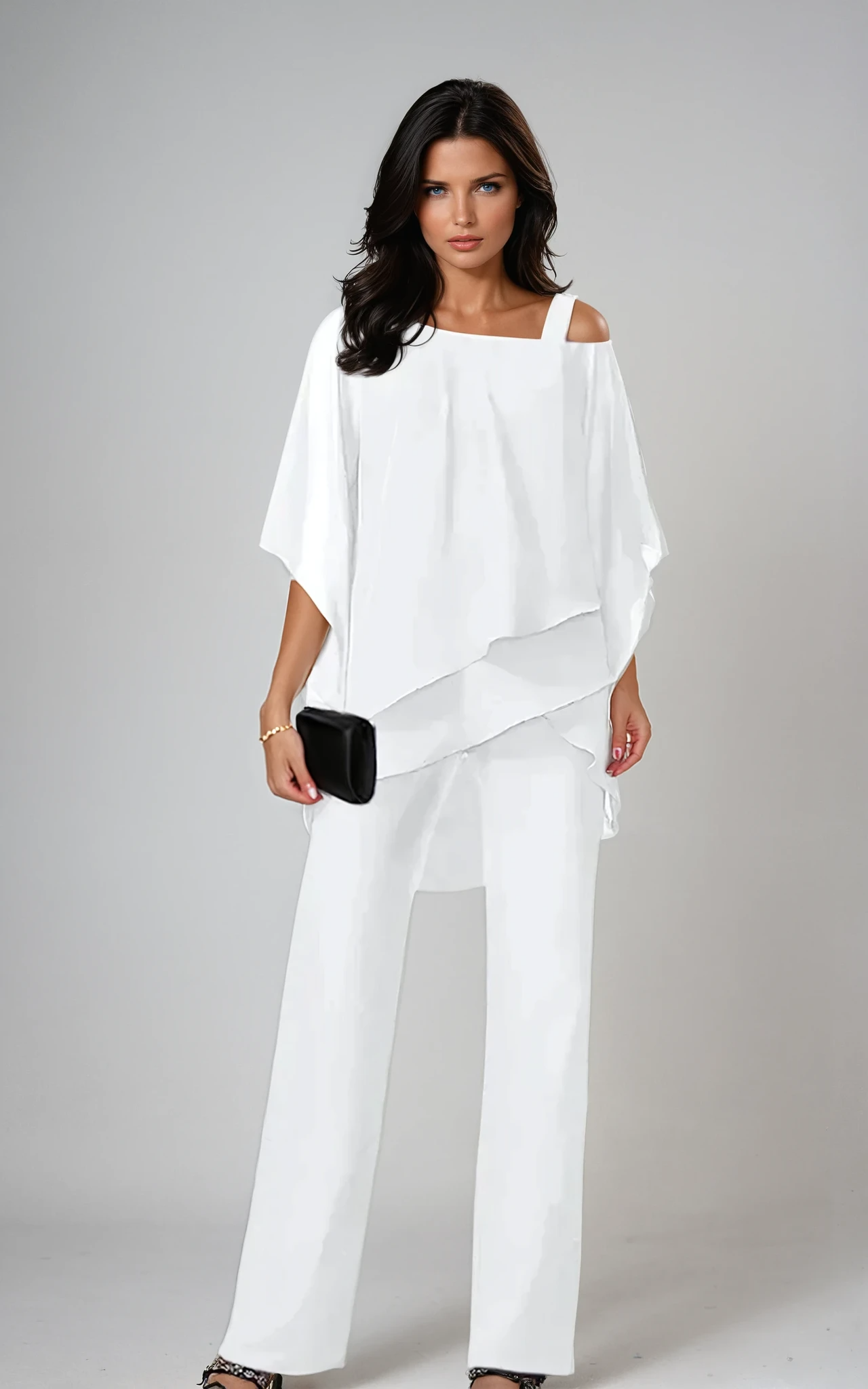 Ensemble deux pièces pour femme, design élégant avec superpositions et silhouette fluide