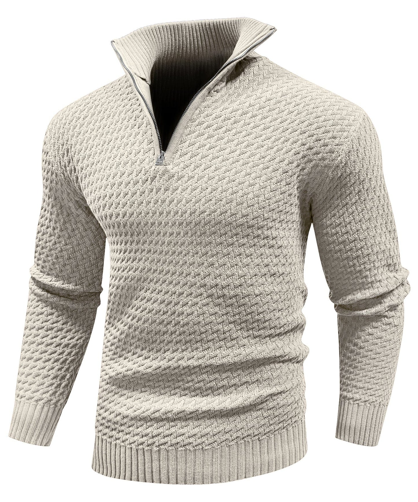 Pull à col montant pour homme avec fermeture zippée jusqu’à la poitrine, chaud et confortable pour un usage quotidien