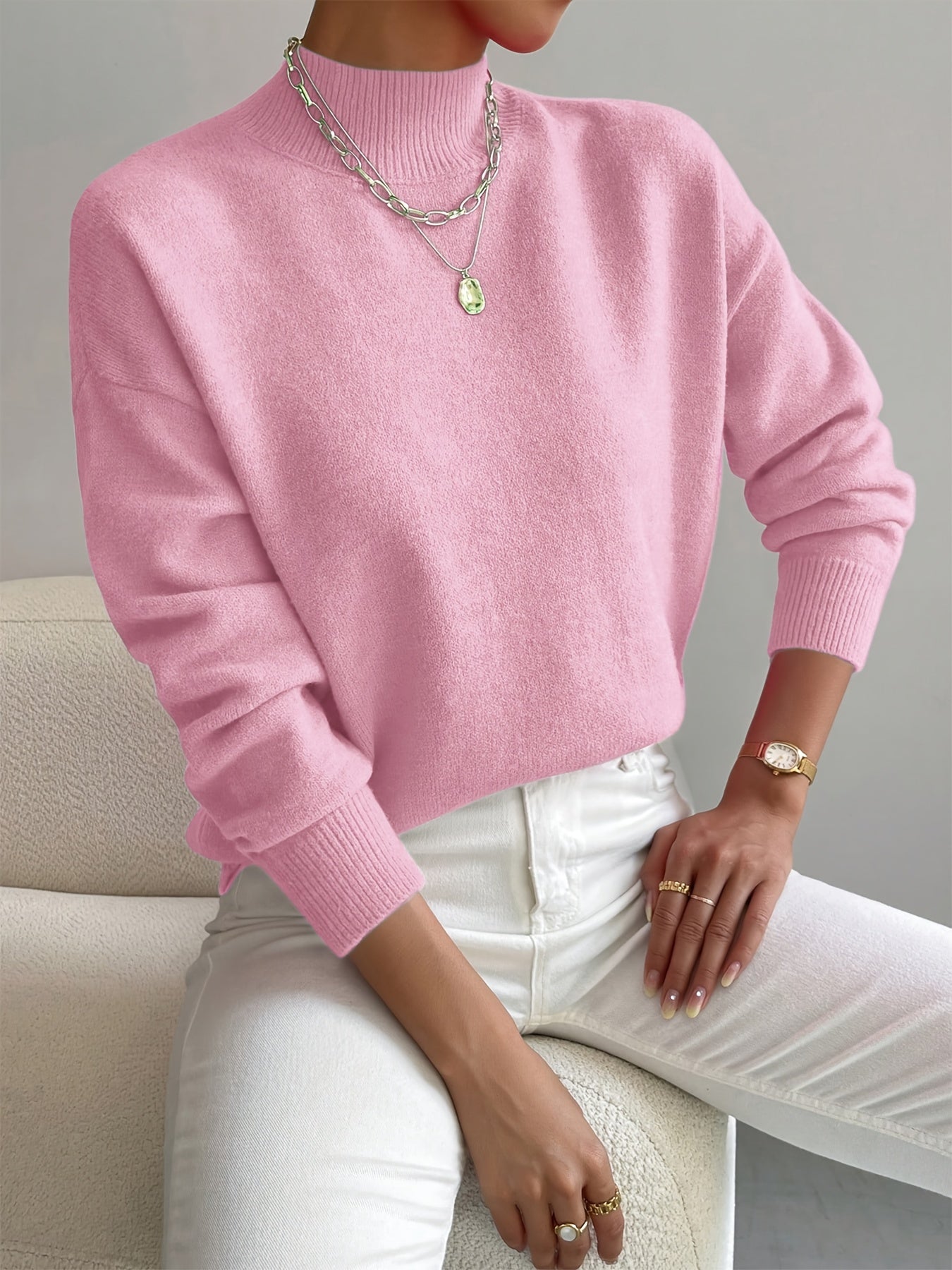 Pull à col montant pour femme, design élégant et confortable à la finition douce