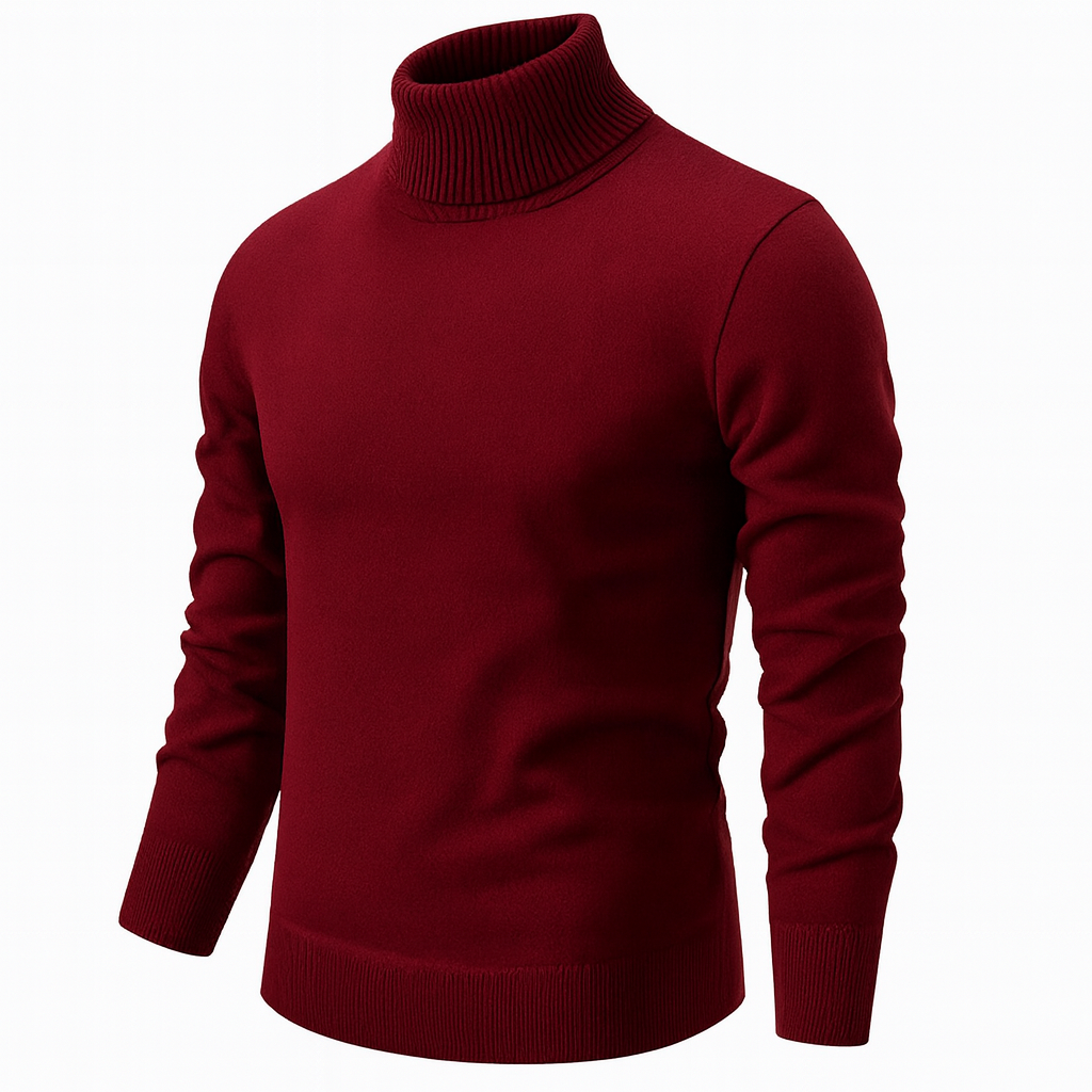 Pull à col montant pour homme, design classique à manches longues au style épuré